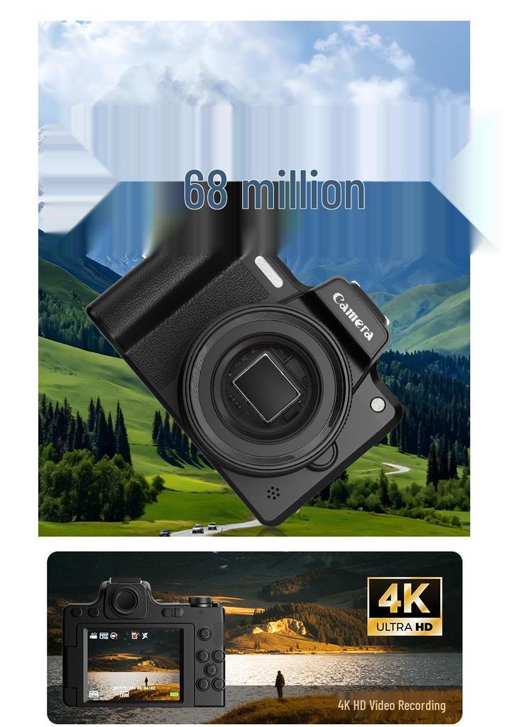 DC101 68MP Mirrorless Camera with Flip Screen and Viewfinder Knob