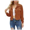 Women's Fashion Solid Color Cropped Ladies Jacket Corduroy Lapel Jacket