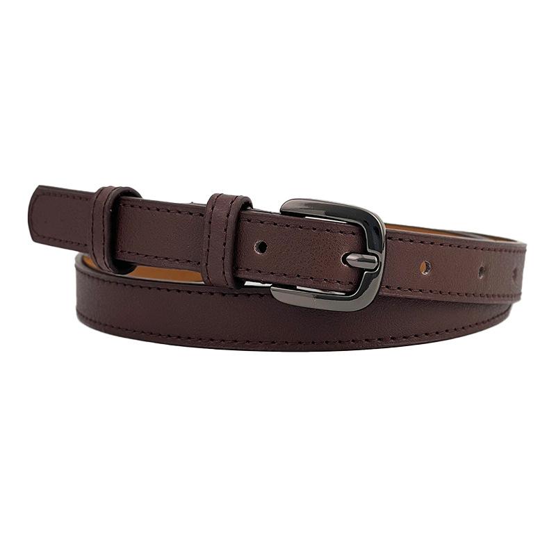 Womens Cowhide Trendy Belt With Alloy Buckle For Daily Office And Casual Outfits