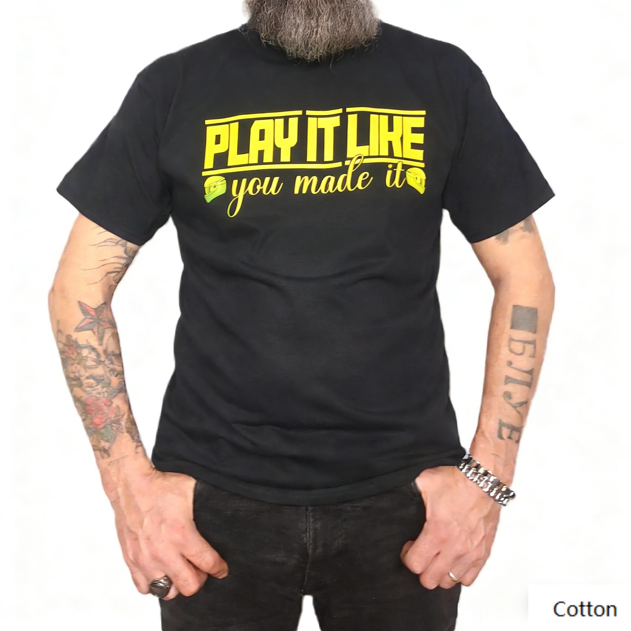 Play It Like You Made It Helmet Graphic Cotton T-Shirt Unisex Moto Lifestyle Culture Casual Short Sleeve Tee S