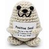 Handmade Positive Seal Doll With Card Home Decoration Knitted Seal Christmas Doll Ornament Room Decor Christmas Party Gift