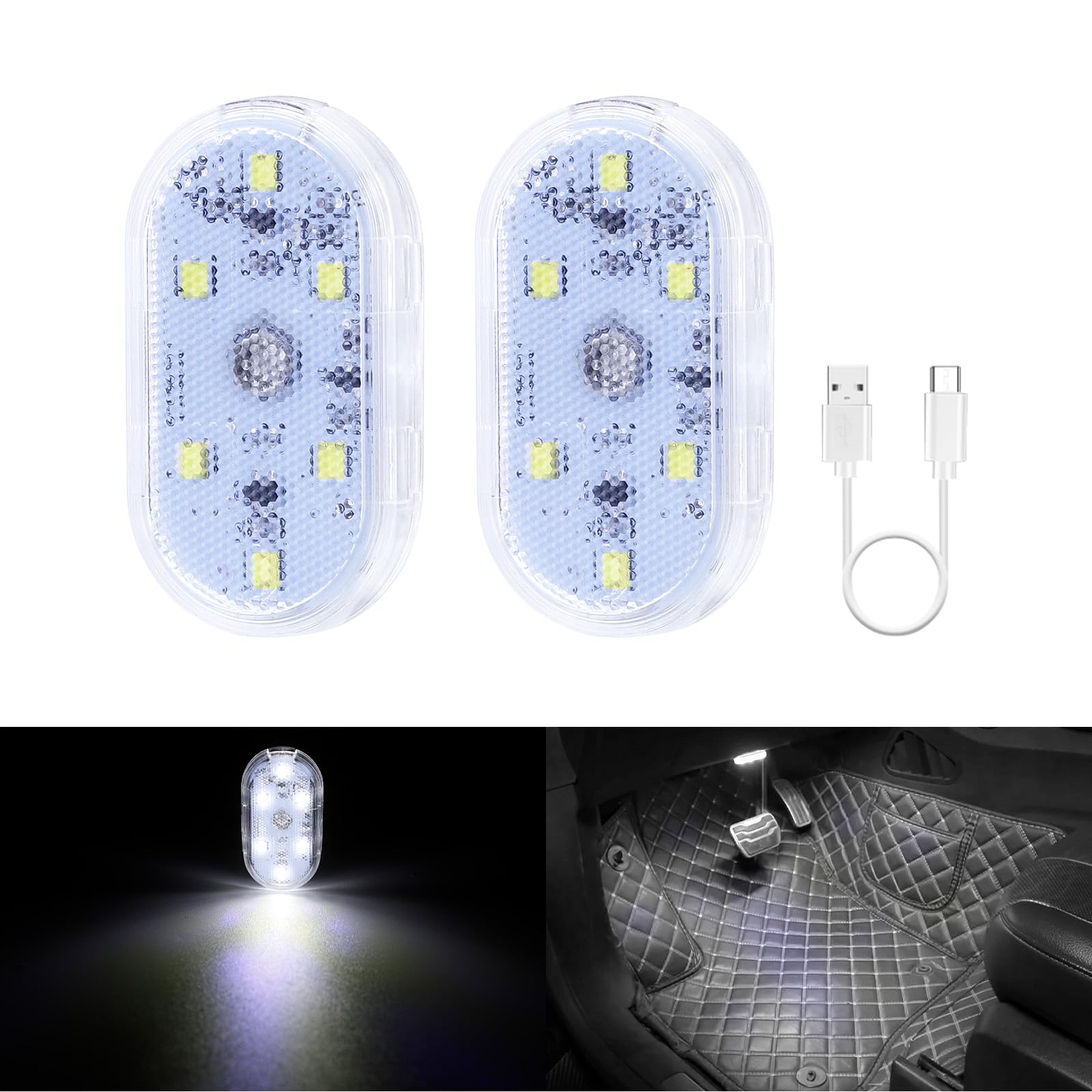 

Futwod Room Lamp, Car LED Car Light, Touch Light, White Footlight, USB-C , Foot белый