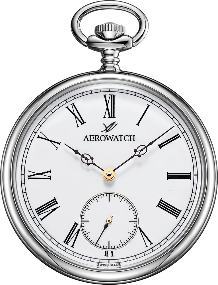 Pocket Watch Aerowatch Mechanical Manual Winding Swiss Made 50827 PD03 Silver [AEROWATCH] Men's