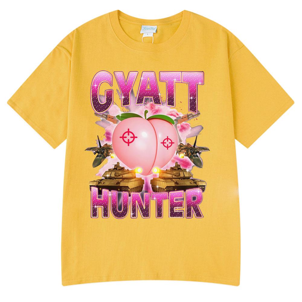 Vtipná trička Gyatt Hunter Vtipné Meme Tričko Pánská Bavlna Klasické Top Značkové Pánské Oblečení Streetwear Vintage Dámské Tričko