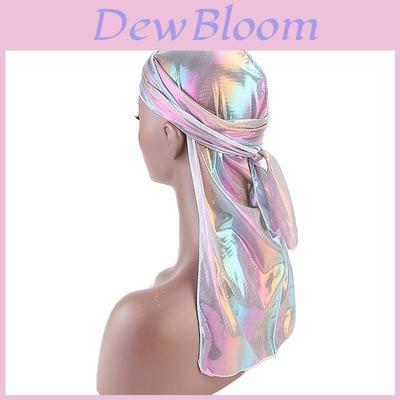 Men Women Laser Bandana Turban Hat With Glitter Rainbow Headwrap And Adjustable Fit