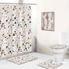 Small Fresh Mosaic Marble Printed Bathroom Curtain Shower Curtains With Hooks Non-Slip Carpet Toilet Lid Cover Bath Mats Rugs