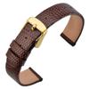 ANNEFIT Genuine Leather Watch Band, 13mm, Lizard Embossed, Replacement Band, Brown/Gold Buckle, with Replacement Tool