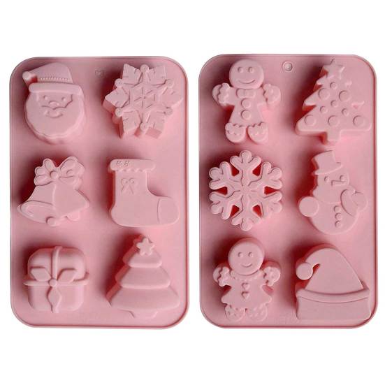Christmas Silicone Cake Mold Set Xmas Tree Snowman Santa Claus Bells Snowflake Gingerbread Man Baking Mold DIY Baking Tool Kit