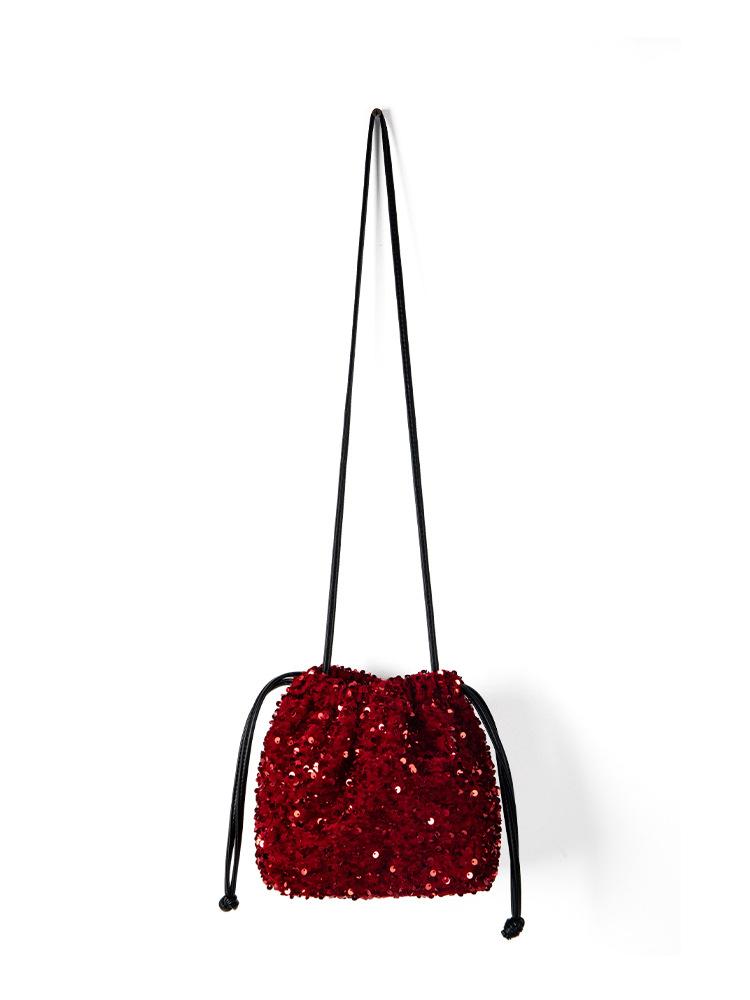 Fashion Trend Sequined Shoulder Bag Women's Bag New Niche Shiny High-end Feeling Drawstring Crossbody Bag Women