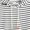 Women Autumn Hoodie Striped Print Contrast Color Drawstring Irregular Hem Long Sleeve Hooded Loose Pullover Casual Soft Lady Spring Sweatshirt