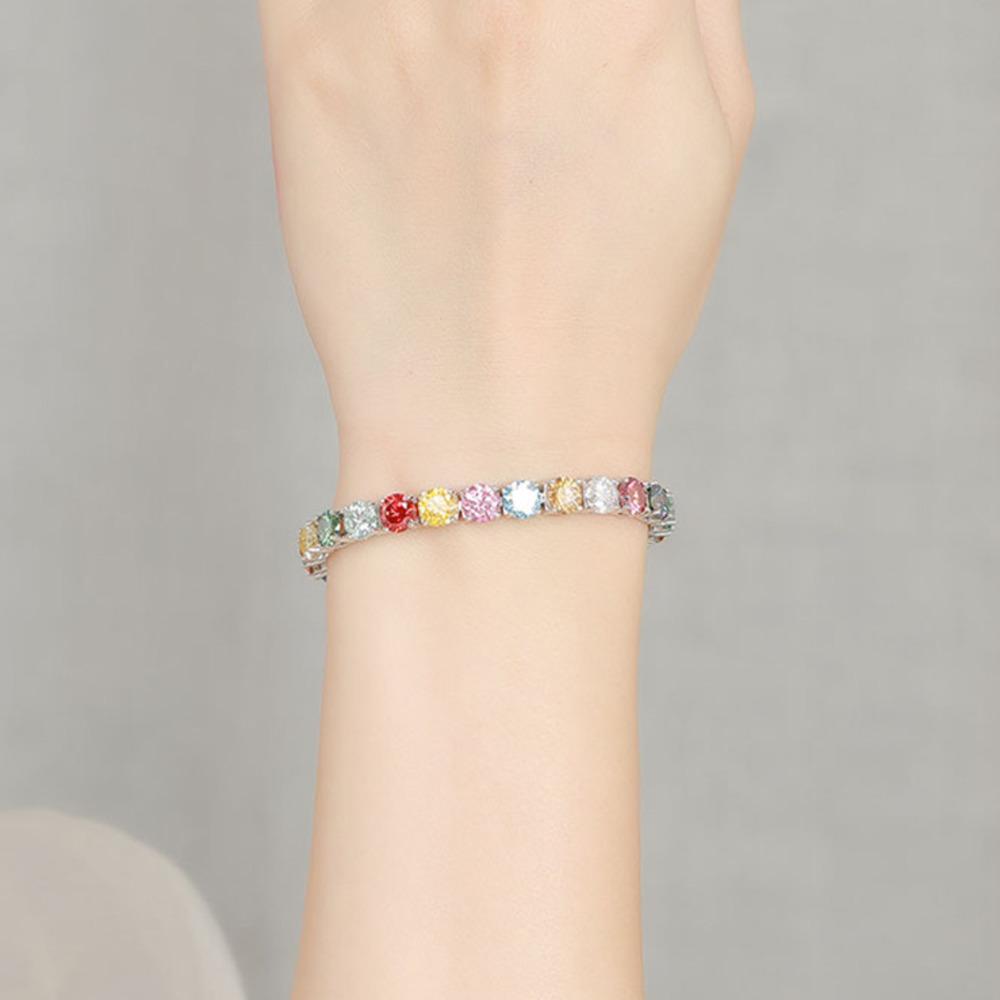 Butterflykiss Luxury 3/4/5/6.5MM Colored Rainbow Tennis Moissanite Bracelets Plated Gold 925 Silver Fine Jewelry Gift