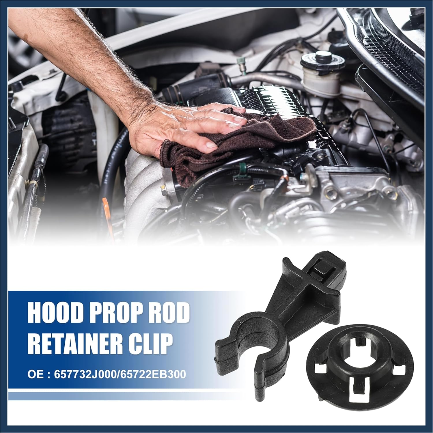 Hood Prop Rod Holder Hood Clips Hood Rod Clip Fit for Nissan Pathfinder R51 05-12 for Nissan Xterra 05-13 No.657732J000/65722EB300 - Pack of 2