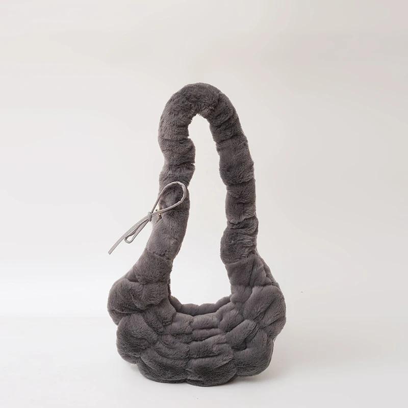 Soft Faux Fur Crossbody Bags for Women 2024 Winter Designer Korean Fashion Handbags New Trend Warm Shoulder Bag