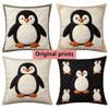 Cute Penguin Print Decorative Throw Pillow Covers Pattern Cushion Cover Suitable For Sofa Bedroom Car Pillow Cover