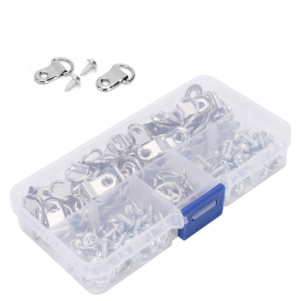 80 ks Sada D-kroužků pro zavěšení obrazů Železný jednoduchý háček Šroubové upevňovací prvky pro zavěšení obrazů