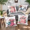 Rosa und Weiße Tulpe Dekokissenbezug Kissenbezug Schlafzimmer Wohnzimmer Sofa Heimdeko Polyester Kissenbezug mit Reißverschluss