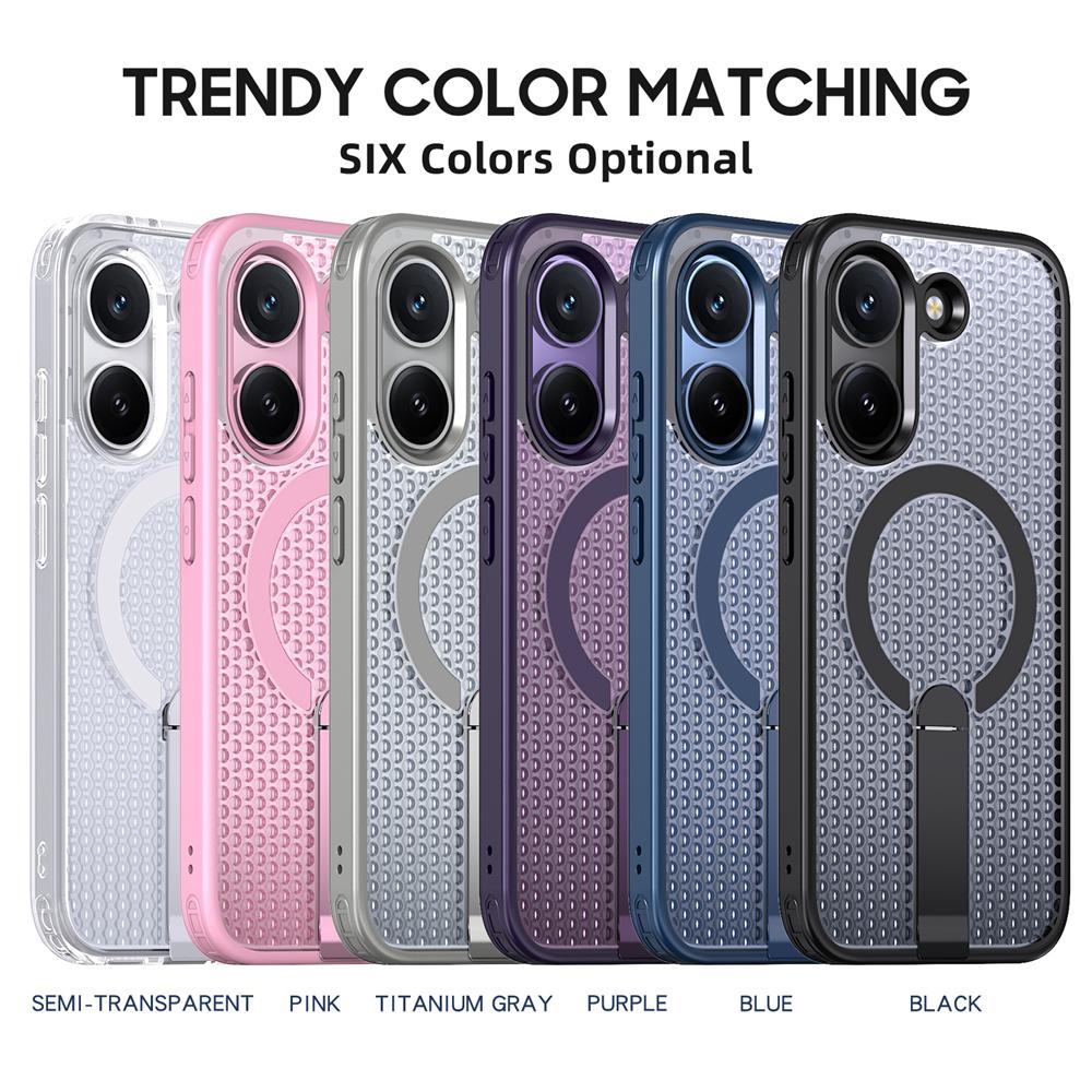 KEYSION Dutý kryt pro odvod tepla s MagSafe pro Xiaomi POCO X8 Pro Max Magnetické chlazení Skrytý stojánek Nárazuvzdorný kryt telefonu