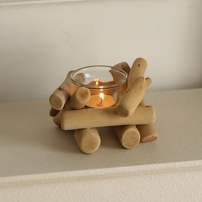 1 pièce Porte-bougie aromathérapie en bois flotté Ins - Articles pour la maison Chambre à coucher Table de livres Nappe Ornements, Bougies de 4 cm recommandées.