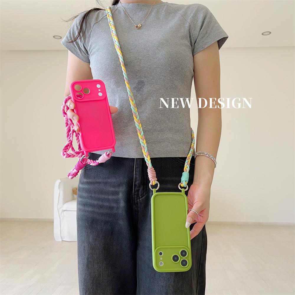 Crossbody Cord Rope Lanyard Necklace Case For 17 16 14 11 12 13 15 Pro Max Plus Air XS XR Shockproof Soft Silicone Cover