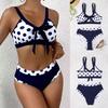 2025 Retro Polka Dot Halter Backless Bikini Swimsuit