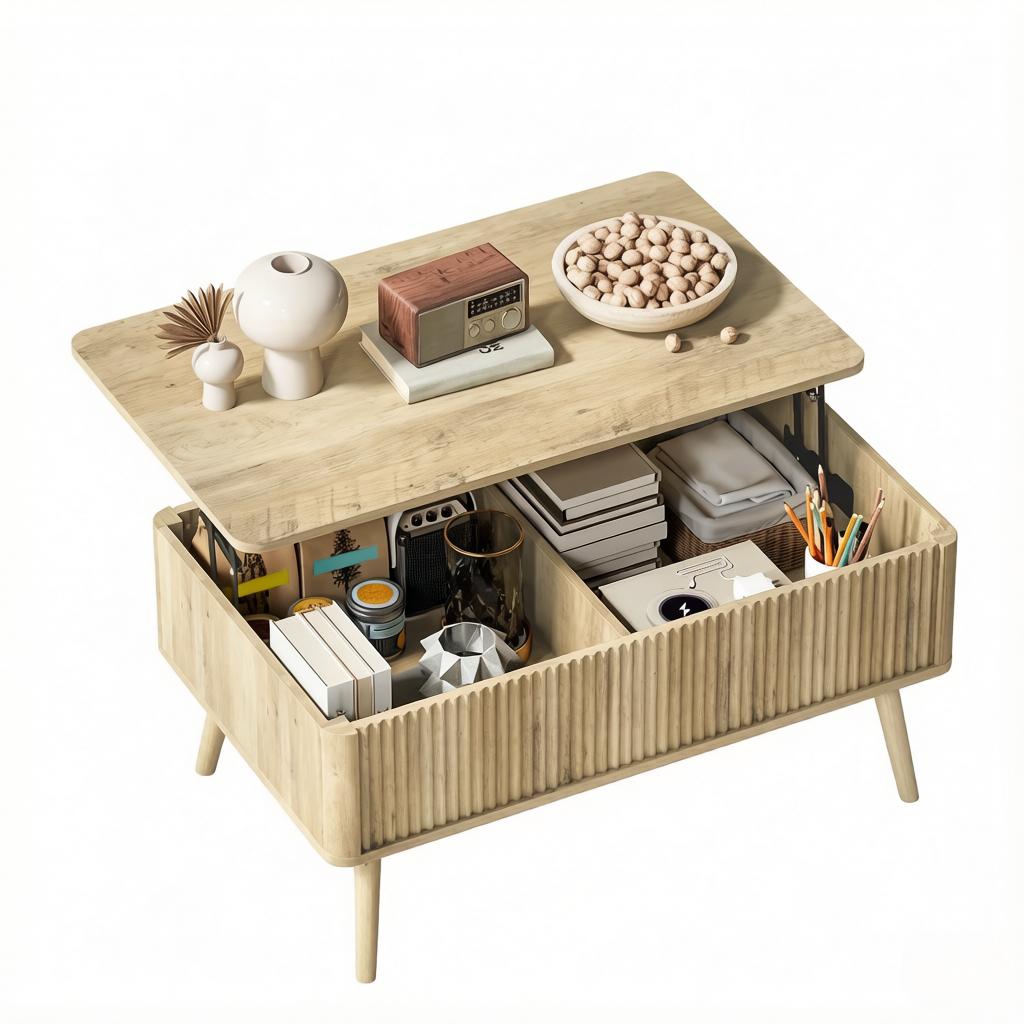 Modern Living Room Table, Coffee Table with Height-Adjustable Tabletop, Stylish Side Table, Storage Table (only with living room table)