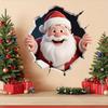 Funny 3D Santa Claus breaks wall and comes out toilet sticker - removable bathroom decoration sticker