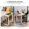 Side Table Height-Adjustable Coffee Table Mobile End Table with Wheels Locking Brakes C-Table Particleboard Steel Iron Plastic White Maple Color 60 x