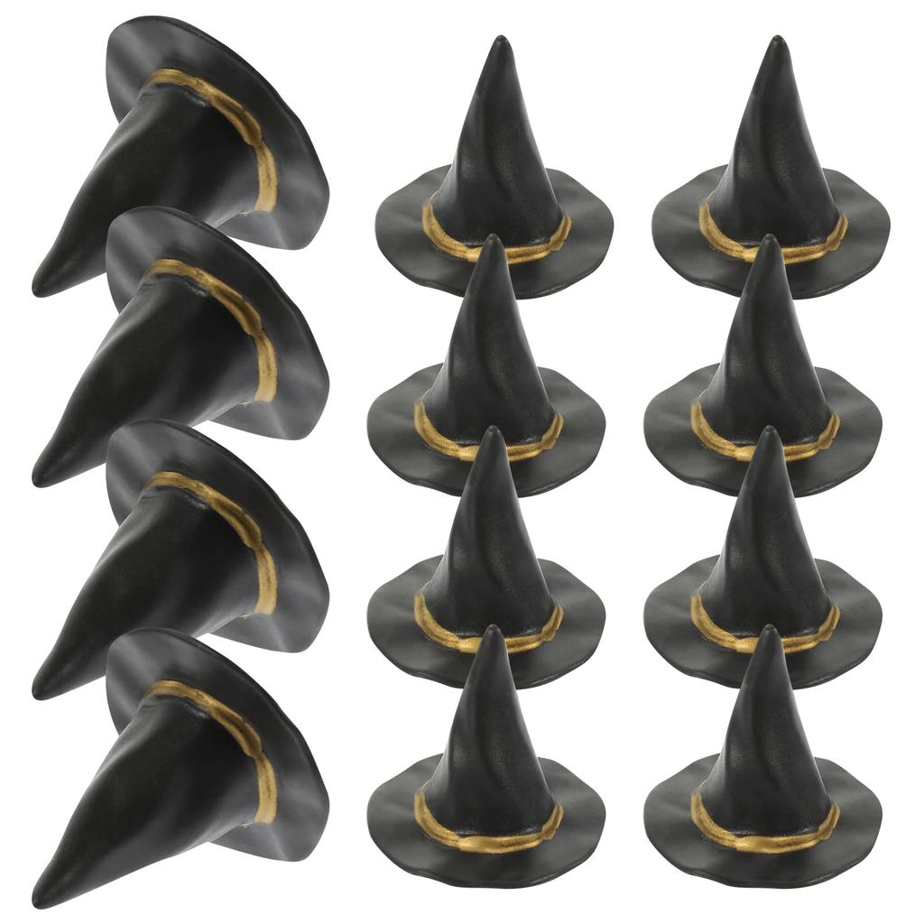 24pcs Creative Halloween Festival Atmosphere Rendering Home Mini Witch Hat Party Hat Dollhouse Scene Layout Decoration Props