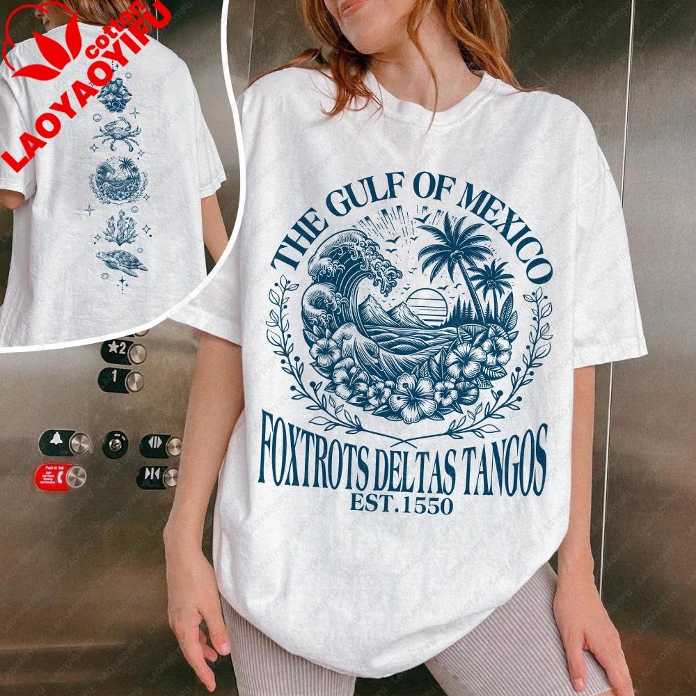 The Gulf Of Mexico Foxtrots Deltas Tangos Est1550 Graphic Shirt Gulf Coast TShirt Beach Lover Tshirt Unisex Summer Cotton Tops S