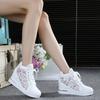 Fashion 2025 New Summer Women's Lace Breathable Mesh Sneakers Flats Loafers High Heels Platform Wedges Ladies Creepers Shoes Fashion