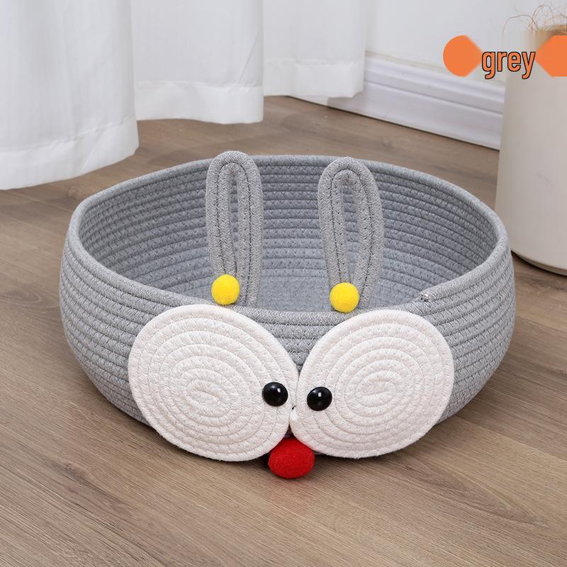 Woven Cotton Rope Cat Bed: All-Season Cat Supplies with Scratching Board