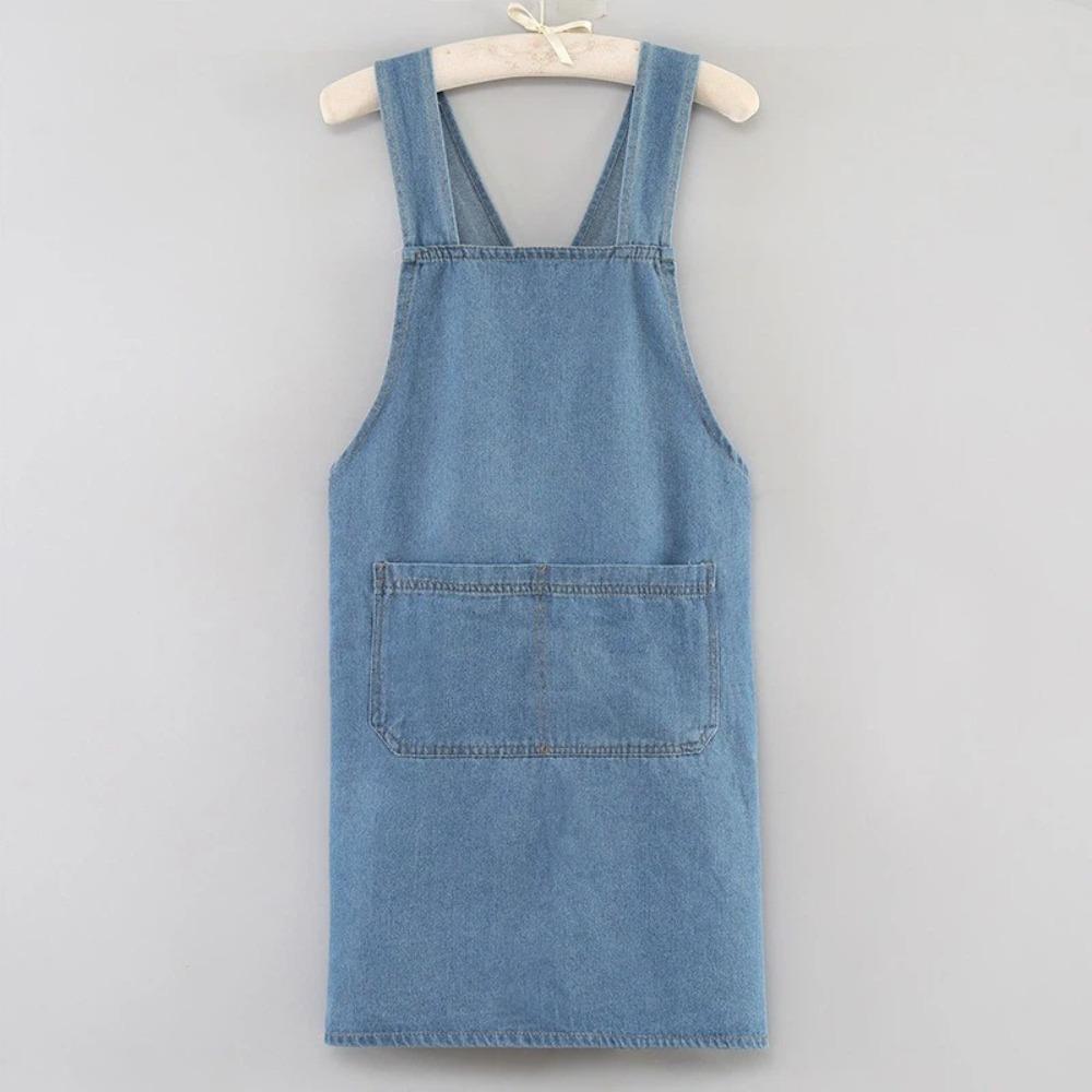 Wear-resistant Washed Denim Apron Oil-Proof Chef Apron Durable Cooking Apron Catering Style 1