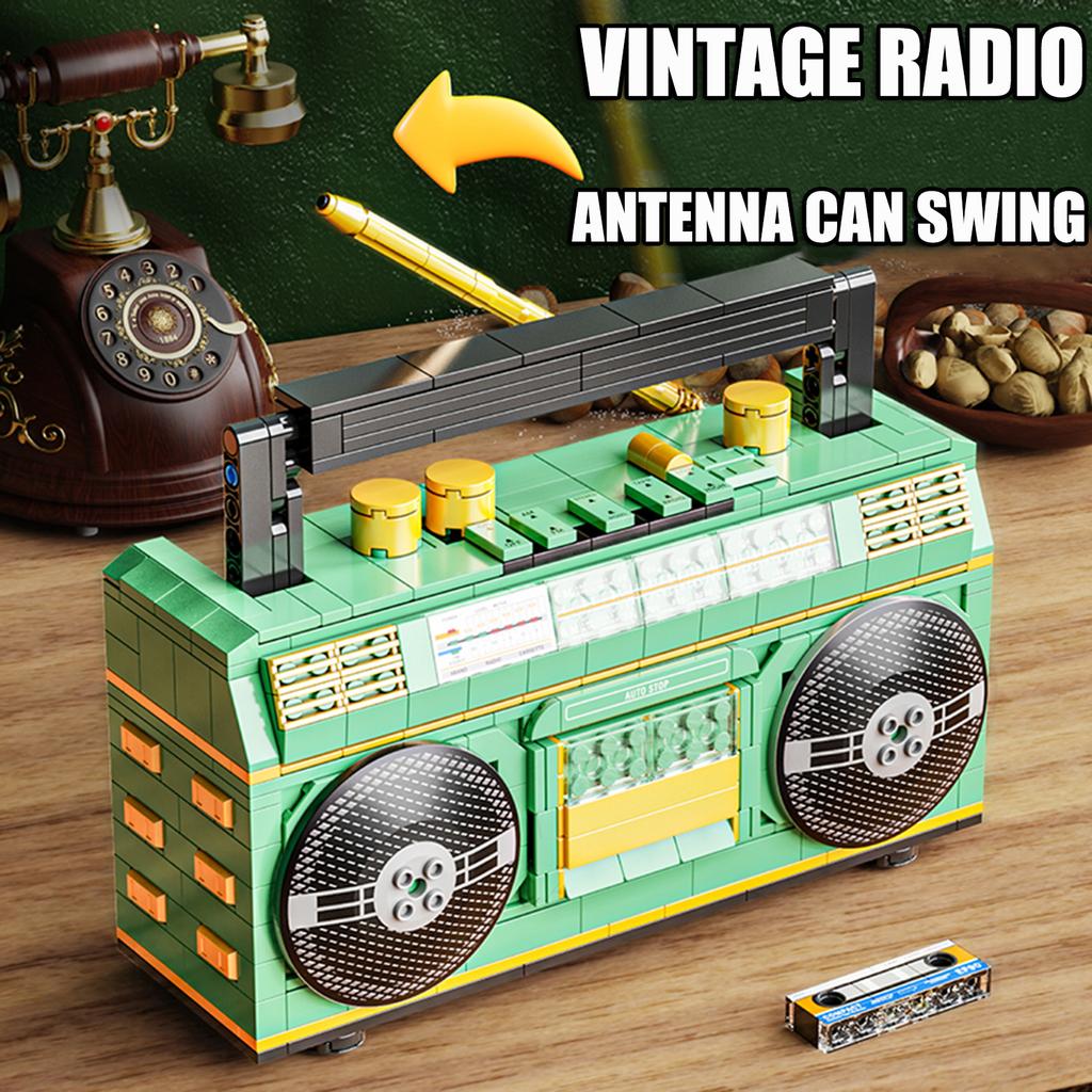 Non-Toxic 781Pcs Vintage Radio Recorder Building Block Toys Sets 3D Puzzle Model Creative Desk Decor For Collectors Christmas Gifts