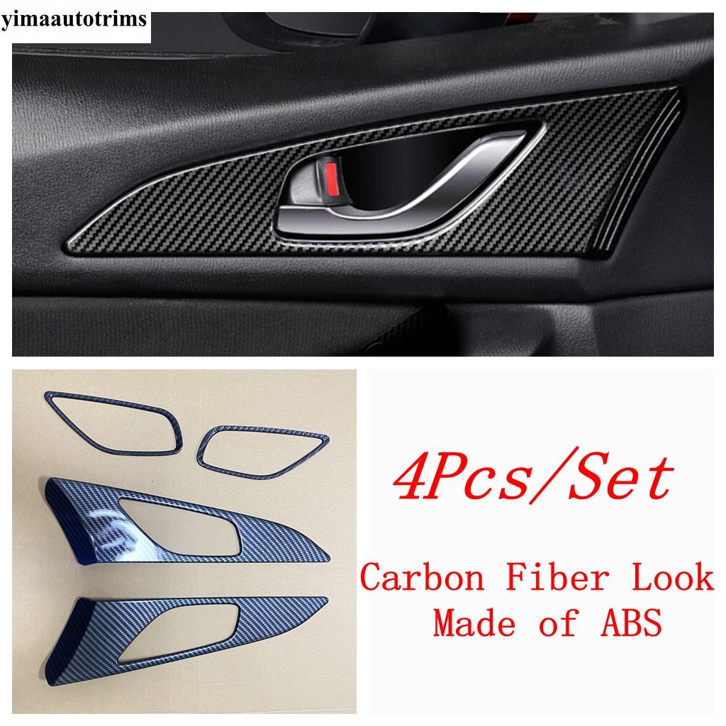 4 Stück Auto Zubehör Kohlefaser Türgriff Schale Panel Rahmen Dekoration Abdeckung Zierleiste Für Mazda 3 Axela 2014 - 2018 Innenraum Kit