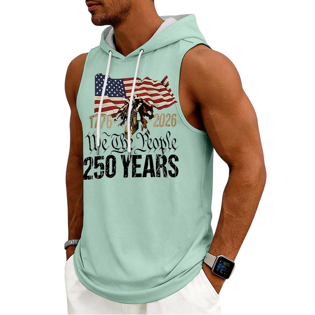 Men's Tank Top Gym Sleeveless Hoodie Shirt Washed Sports Muscle Shirts Fitness Vest With Hood