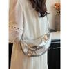 IELGY Silver Lightweight Exquisite All-Match Soft Leather Dumpling Bag Shoulder Messenger Bag