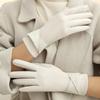 Guanti caldi con velluto, adatti per le donne da usare in inverno, eleganti accessori con fiocco touch screen, guanti da ciclismo e da guida
