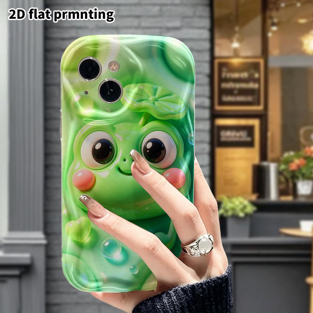 Phone Case: 2D Flat Design Suitable for iPhone 18 17 16 15 14 13 Pro Protective Case, Lotus Leaf Little Frog, Perfect Christmas and Halloween Holiday