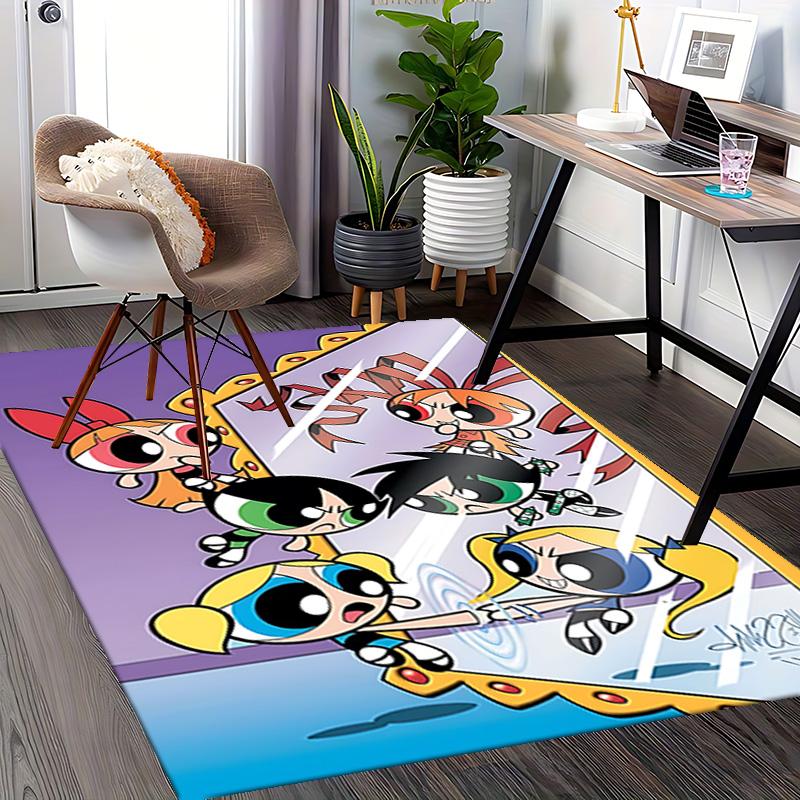1pc Powerpuff Girls Mirror Carpet Rug for Bedroom Living Room Decor Sofa Home Game Area Rug Non-slip Floor Mat. D7220160