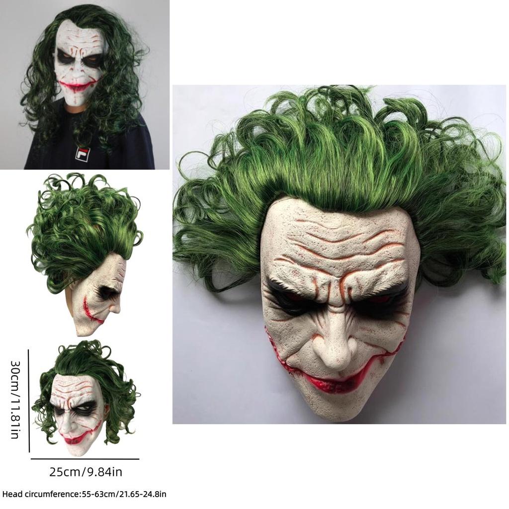 Dark Knight Batman Joker Latex Mask Wig Halloween Horror Prop