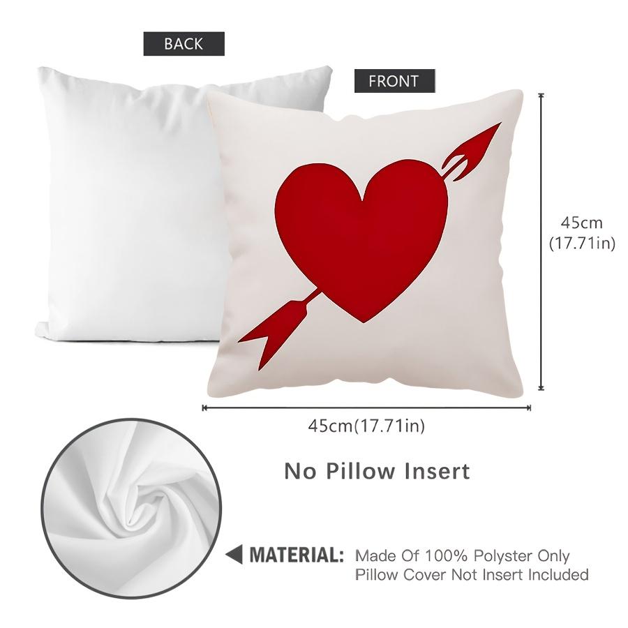 1pc French-Style Valentine's Day Decorative Throw Cover, Single-sided Printed Love-Themed Geometric Cushion Cases with Zip Closure, Polyester Covers