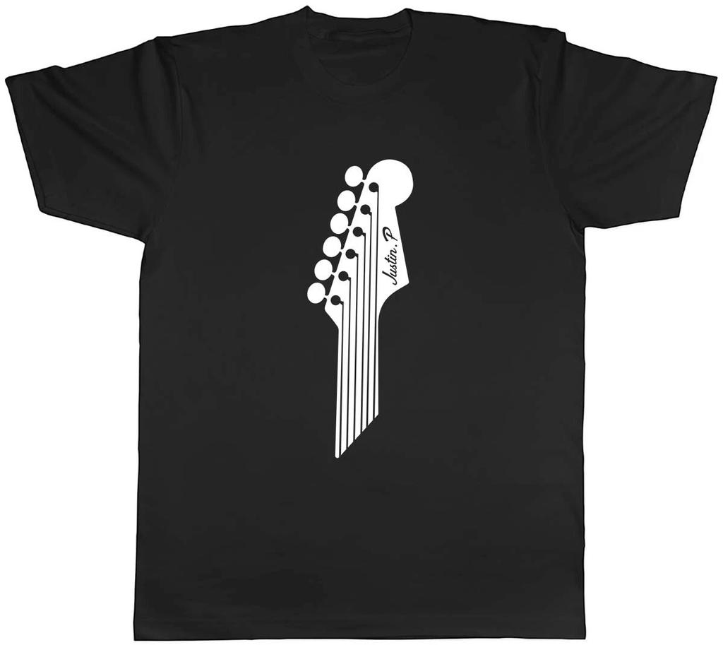 Personalised Eletric Guitar Headstock Mens Unisex T-Shirt Tee