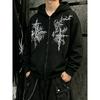 Fashionable Street Fashion Brand Dark Thorn Abstract Print Hoodie Loose and Versatile Couple Zipper Sweatshirt Jacket