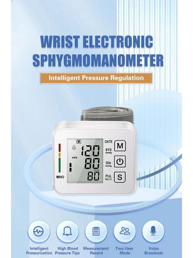 Smart Wrist Blood Pressure Monitor - Electronic Home Measuring Device