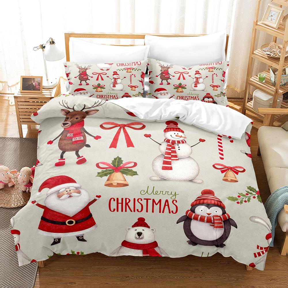 Christmas 3D Digital Printing Three-Piece Set, Bedding Kit, Christmas Knitting