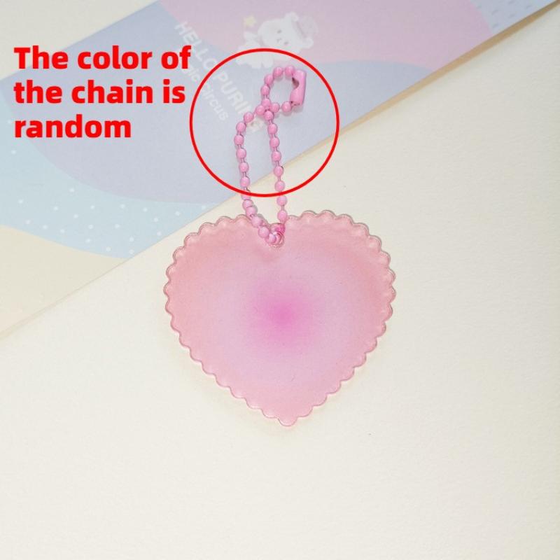 

1/3/6Pcs Gradient Heart Clover Goo Card Accessories with Chain DIY Stickers Transparent Acrylic Guka Keychain Pendant розовый