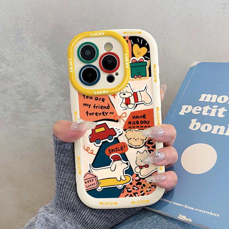 Skateboard Dog for Apple 16pm Puff Shell for IPhone15 New Style 14 Creative 13 Cartoon 12 Anti-fall 11 Female