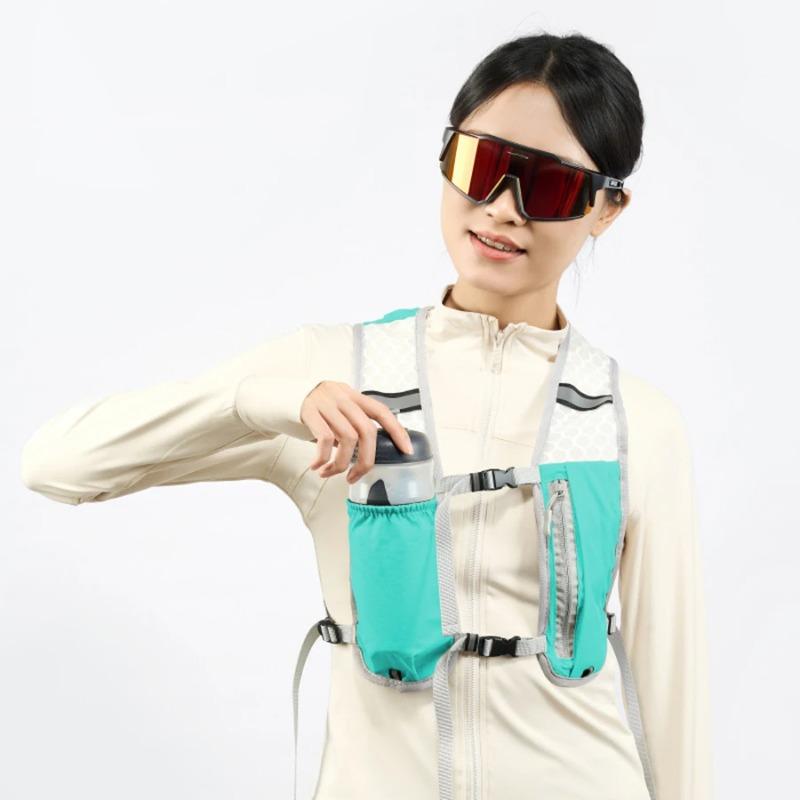 Leichte reflektierende Laufweste für Radfahren & Joggen - Trinkbrusttasche mit Handytasche, Freihändiges Design