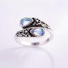 Moonstone spoon ring, Victorian vintage relief bow, Bosnian ring.