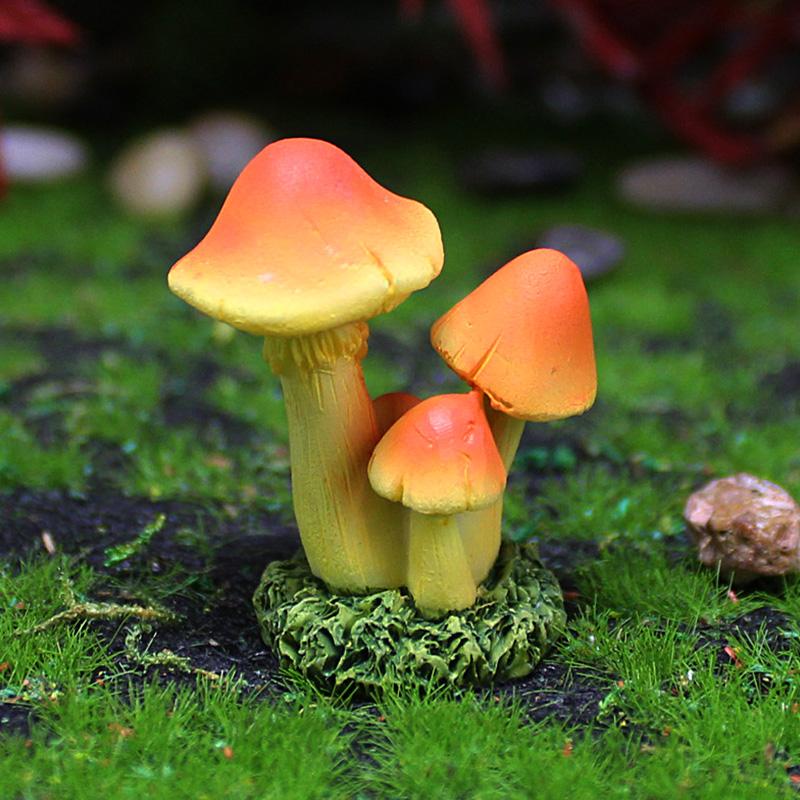 Simulated Mushroom Ornaments Moss Micro Landscape Succulent Plant Flowerpot Waterproof Decoration Diy Garden Resin Crafts